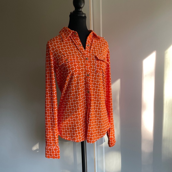 Sport graphic orange button shirt - Picture 8 of 9